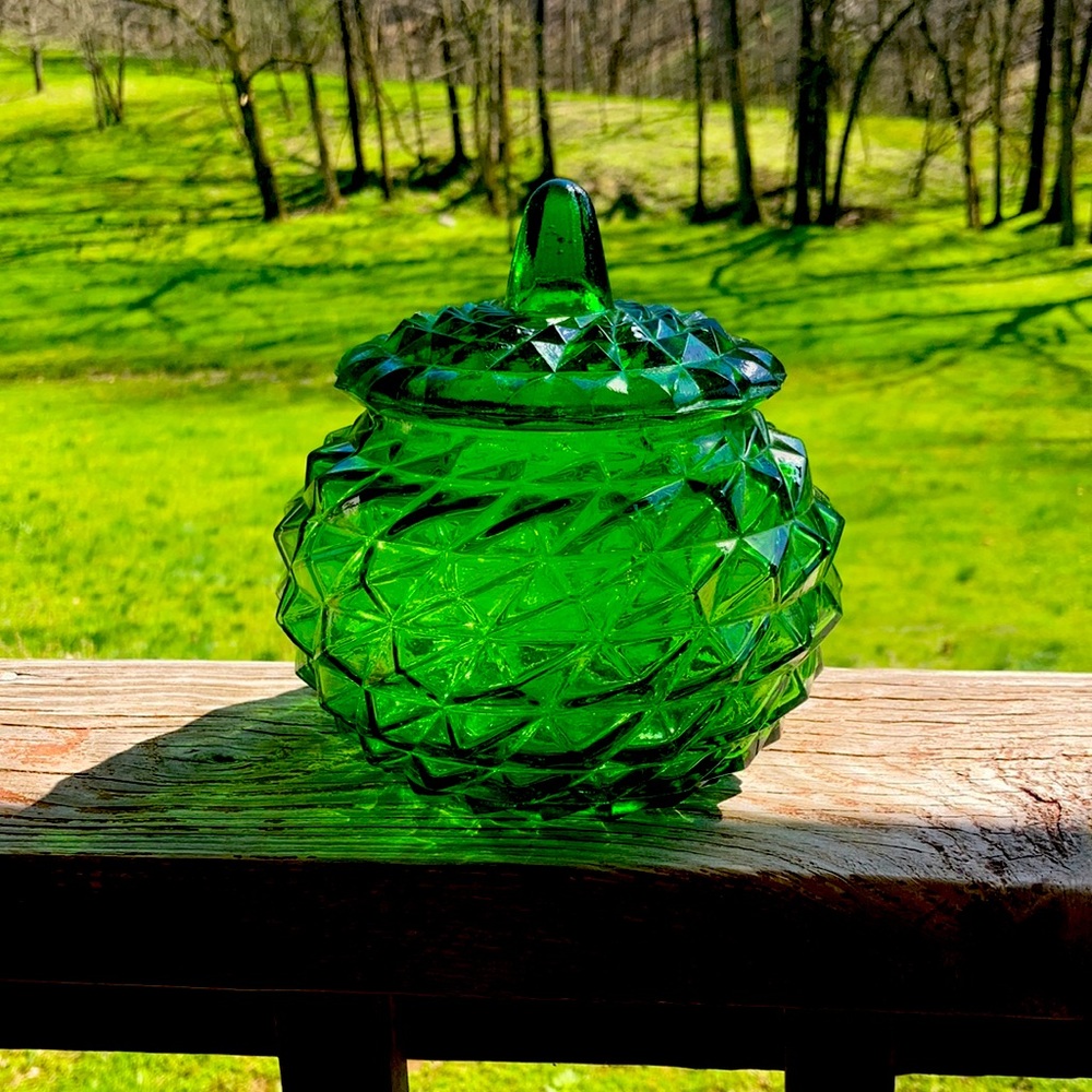 Vintage Green carnival candy dish